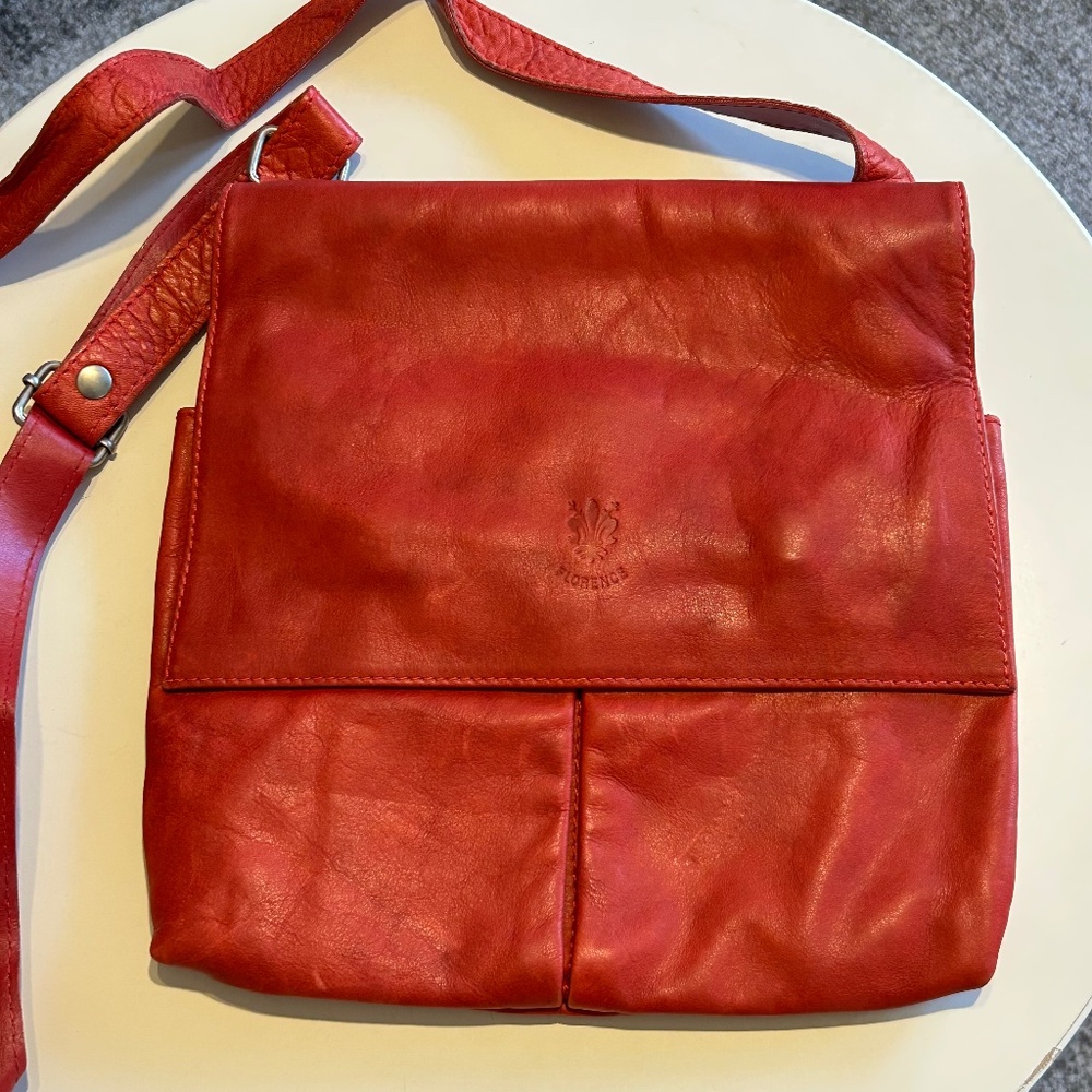 Florence Italian red leather bag